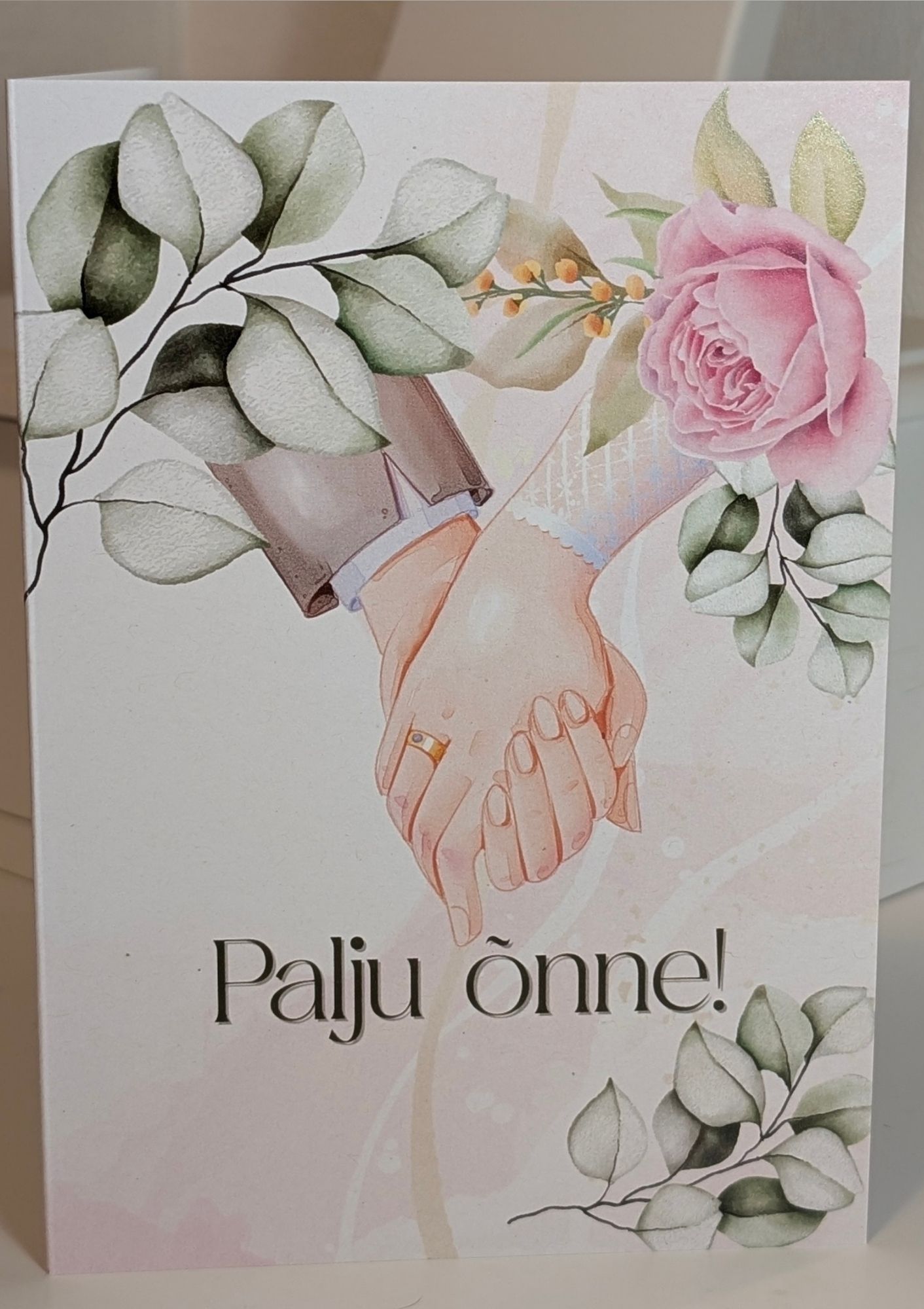 Kutsekunsti elegantne lilleline õnnitluskaart pulmadeks