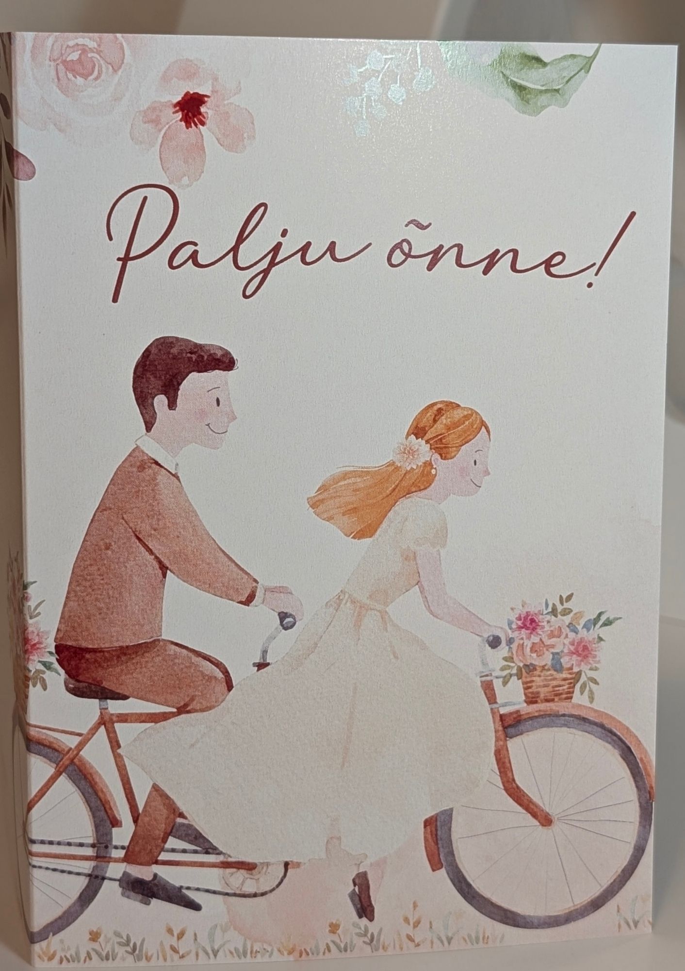 Kutsekunsti elegantne lõbusa joonistatud pruutpaariga õnnitluskaart pulmadeks