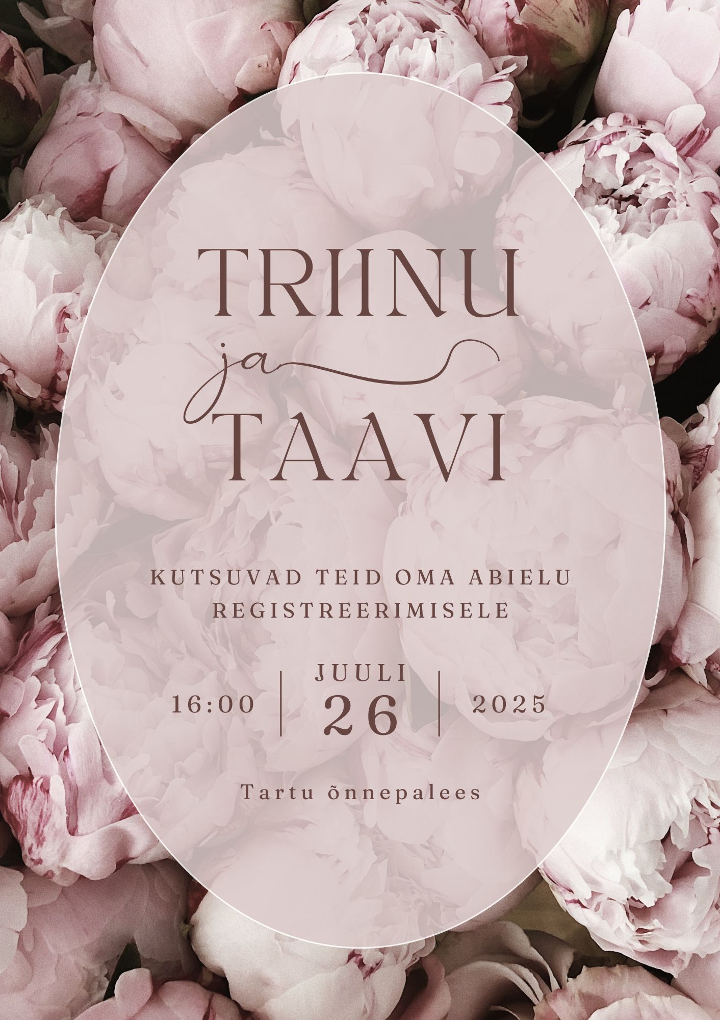 Kutsekunsti kalligraafilise kirjaga ja roosa lillelide taustaga elegantne pulmakutse