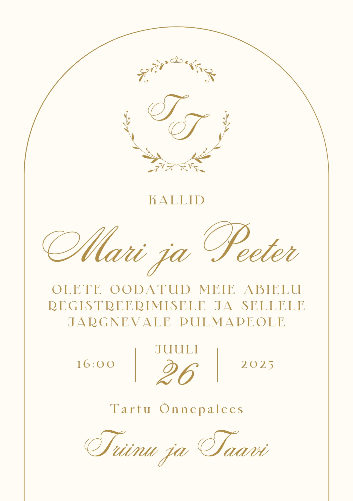 Kutsekunsti kalligraafilise kirjaga klassikaline pulmakutse